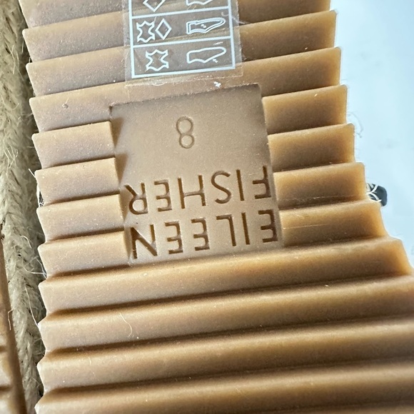 Eileen Fisher Black Wedge Sandals Espadrilles straps zipper back low heel  sz 8 - Picture 8 of 12